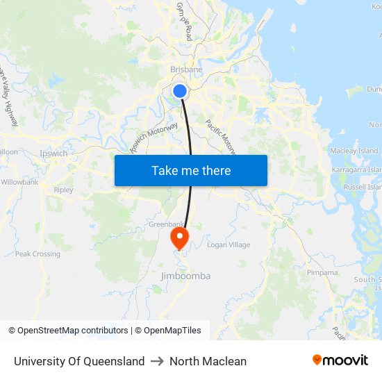 University Of Queensland to North Maclean map