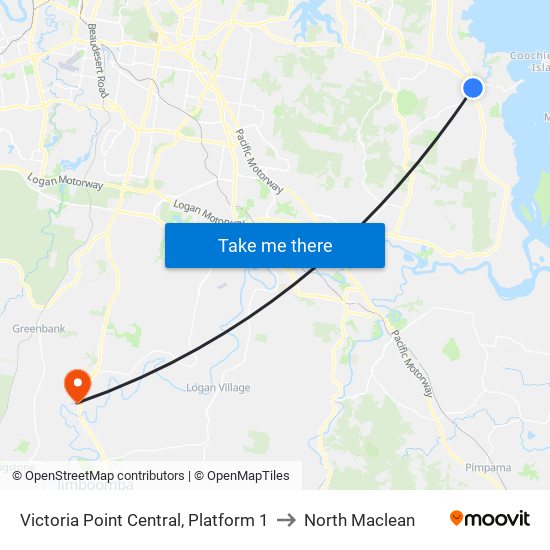 Victoria Point Central, Platform 1 to North Maclean map