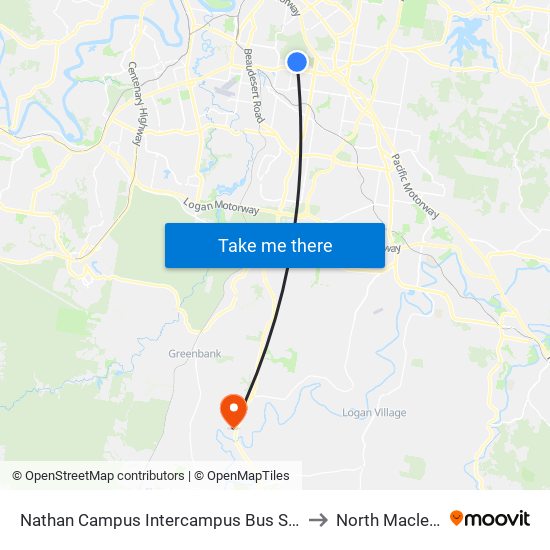 Nathan Campus Intercampus Bus Stop to North Maclean map