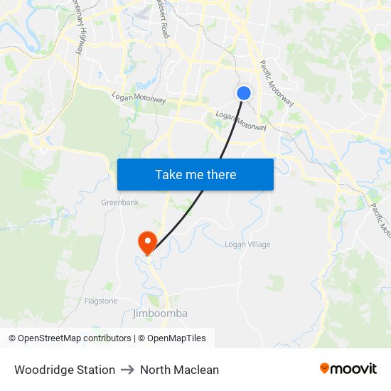 Woodridge Station to North Maclean map