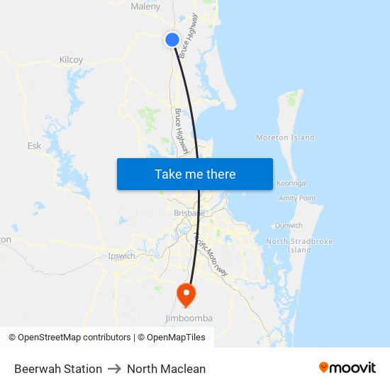 Beerwah Station to North Maclean map