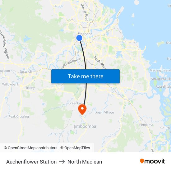 Auchenflower Station to North Maclean map