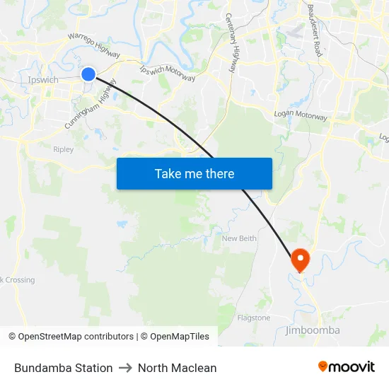 Bundamba Station to North Maclean map