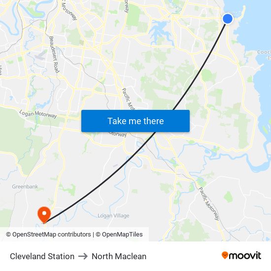 Cleveland Station to North Maclean map