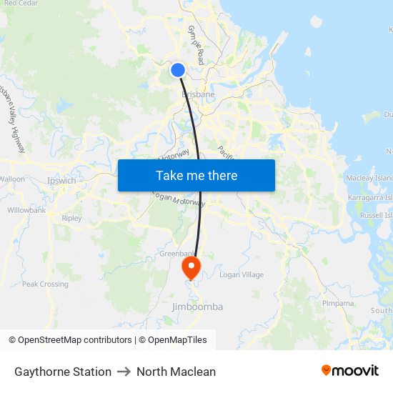 Gaythorne Station to North Maclean map