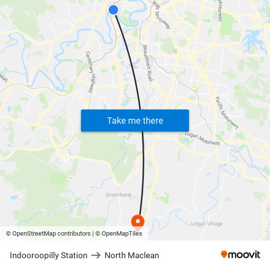 Indooroopilly Station to North Maclean map