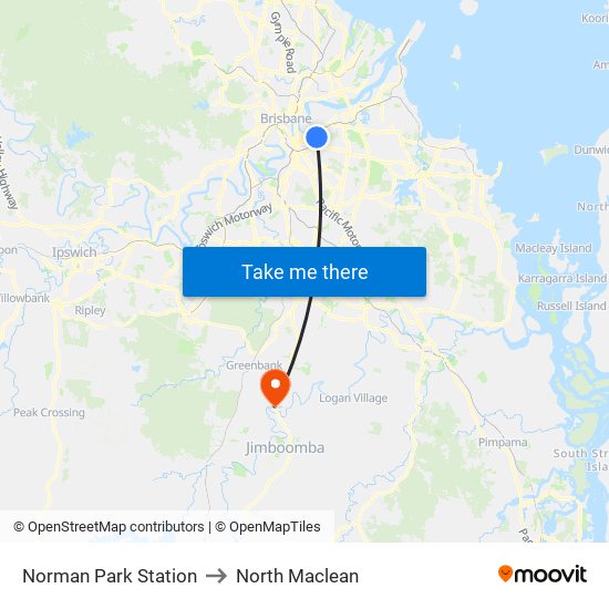 Norman Park Station to North Maclean map