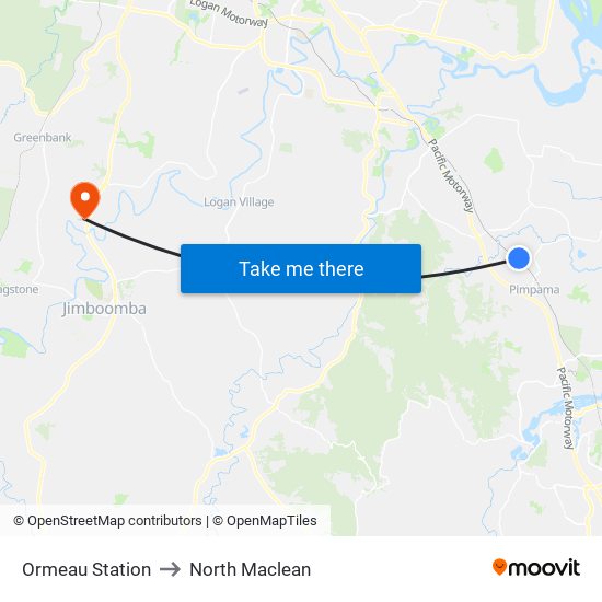 Ormeau Station to North Maclean map