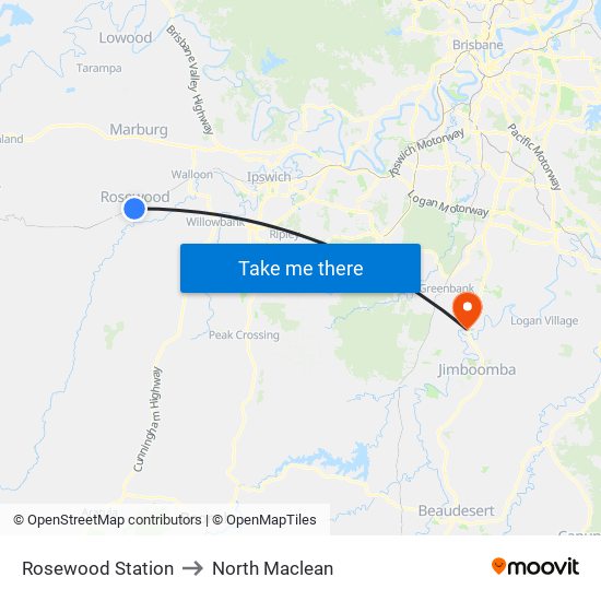 Rosewood Station to North Maclean map