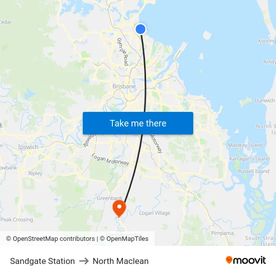 Sandgate Station to North Maclean map