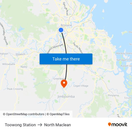 Toowong Station to North Maclean map
