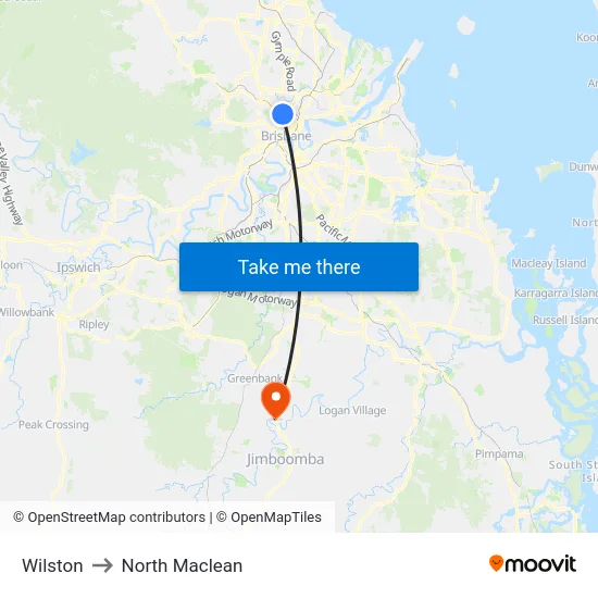 Wilston to North Maclean map