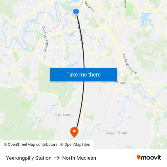 Yeerongpilly Station to North Maclean map