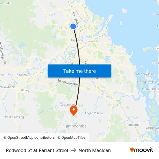 Redwood St at Farrant Street to North Maclean map