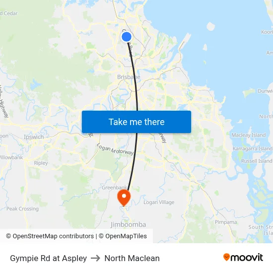 Gympie Rd at Aspley to North Maclean map