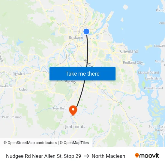 Nudgee Rd Near Allen St, Stop 29 to North Maclean map