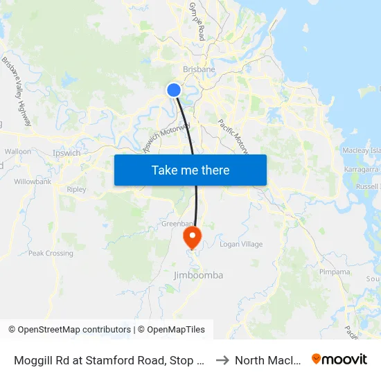 Moggill Rd at Stamford Road, Stop 22/23 to North Maclean map