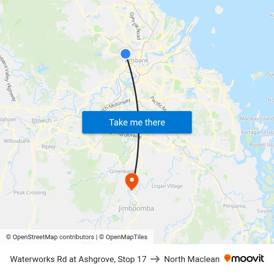 Waterworks Rd at Ashgrove, Stop 17 to North Maclean map
