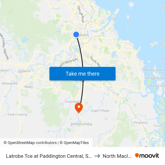 Latrobe Tce at Paddington Central, Stop 10 to North Maclean map