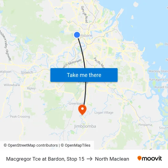 Macgregor Tce at Bardon, Stop 15 to North Maclean map