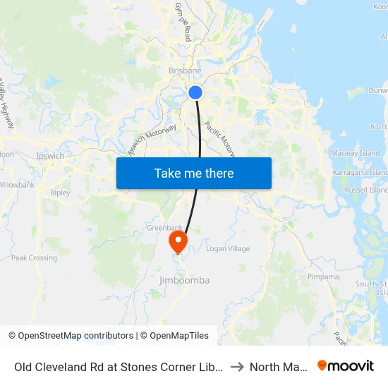 Old Cleveland Rd at Stones Corner Library, Stop 17 to North Maclean map