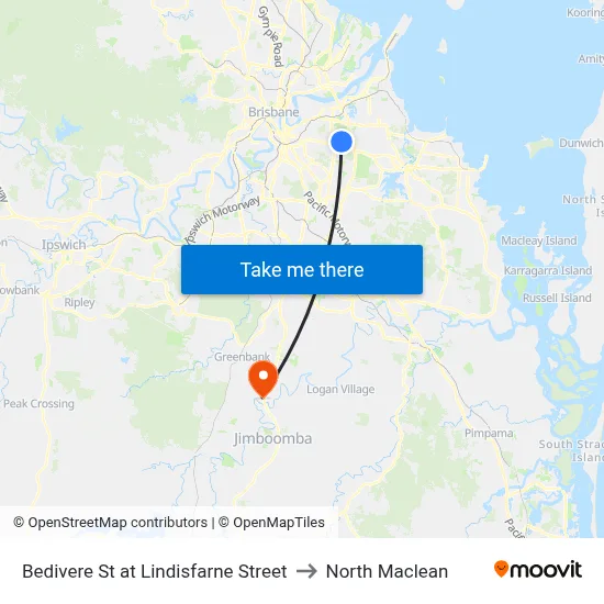 Bedivere St at Lindisfarne Street to North Maclean map