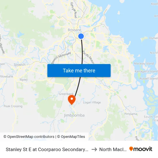 Stanley St E at Coorparoo Secondary College to North Maclean map