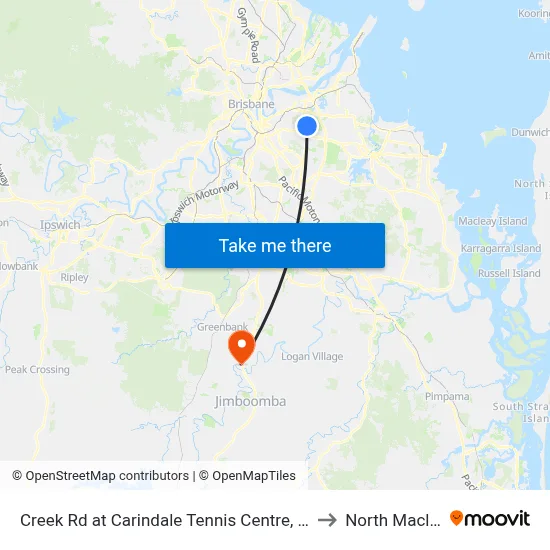 Creek Rd at Carindale Tennis Centre, Stop 46 to North Maclean map
