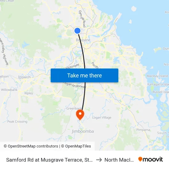 Samford Rd at Musgrave Terrace, Stop 27 to North Maclean map
