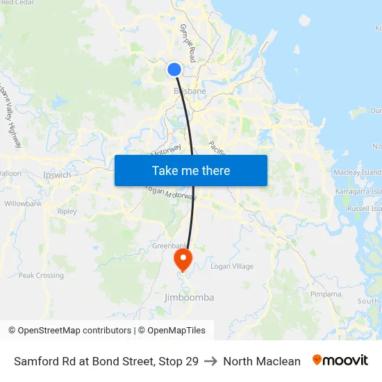 Samford Rd at Bond Street, Stop 29 to North Maclean map