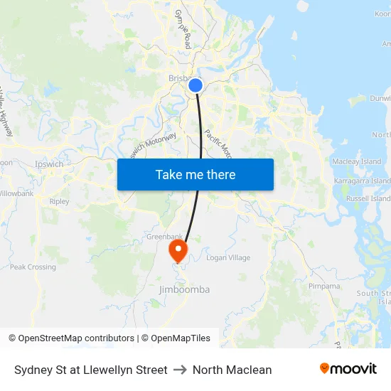 Sydney St at Llewellyn Street to North Maclean map