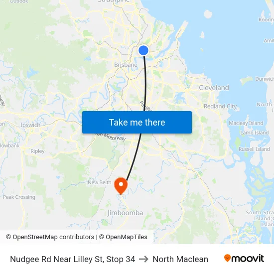 Nudgee Rd Near Lilley St, Stop 34 to North Maclean map