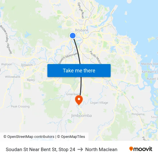 Soudan St Near Bent St, Stop 24 to North Maclean map