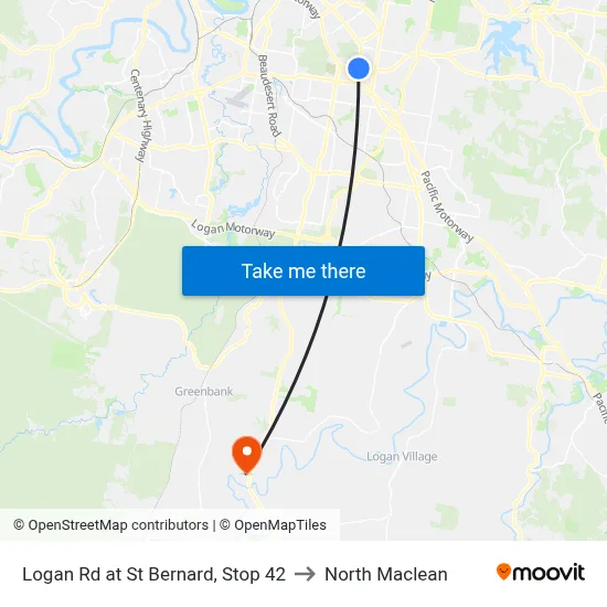 Logan Rd at St Bernard, Stop 42 to North Maclean map