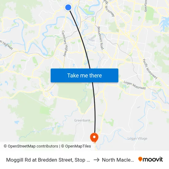 Moggill Rd at Bredden Street, Stop 32 to North Maclean map