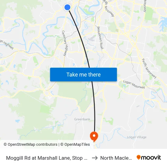 Moggill Rd at Marshall Lane, Stop 33 to North Maclean map
