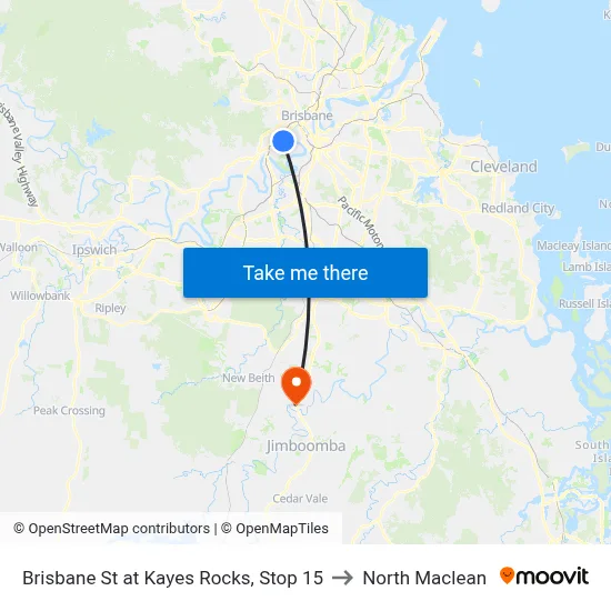 Brisbane St at Kayes Rocks, Stop 15 to North Maclean map