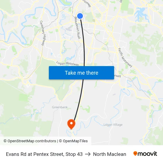 Evans Rd at Pentex Street, Stop 43 to North Maclean map