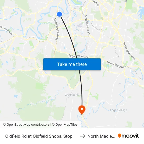 Oldfield Rd at Oldfield Shops, Stop 57a to North Maclean map
