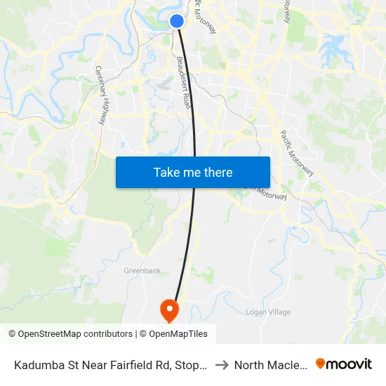 Kadumba St Near Fairfield Rd, Stop 22 to North Maclean map