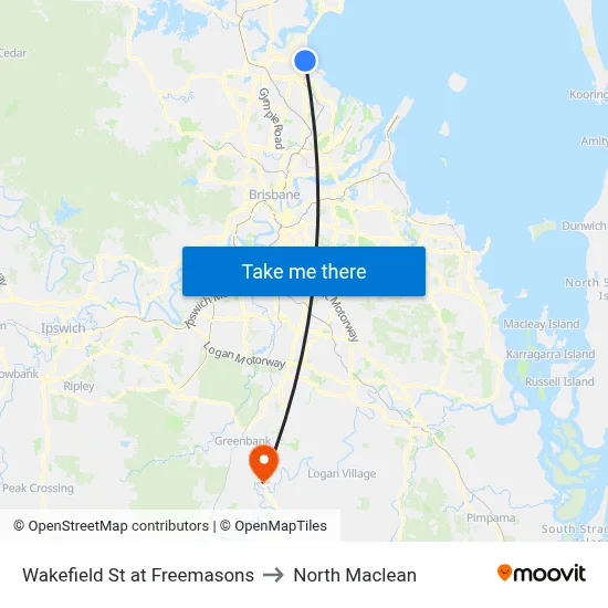 Wakefield St at Freemasons to North Maclean map