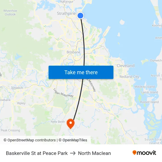 Baskerville St at Peace Park to North Maclean map