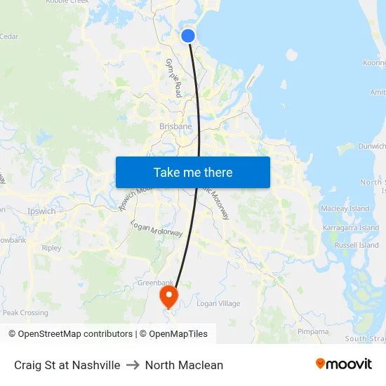 Craig St at Nashville to North Maclean map