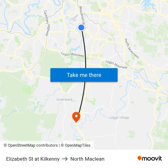 Elizabeth St at Kilkenny to North Maclean map