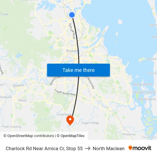 Charlock Rd Near Arnica Cr, Stop 55 to North Maclean map