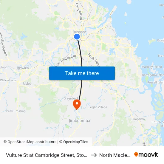 Vulture St at Cambridge Street, Stop 8 to North Maclean map