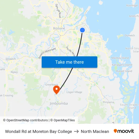 Wondall Rd at Moreton Bay College to North Maclean map