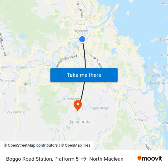 Boggo Road Station, Platform 5 to North Maclean map
