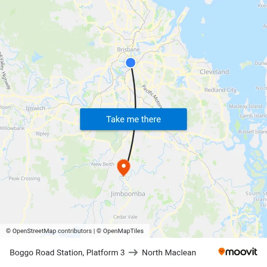 Boggo Road Station, Platform 3 to North Maclean map