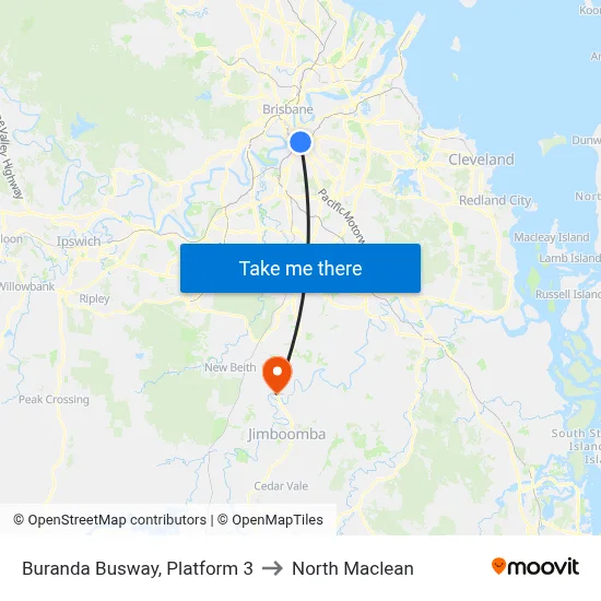 Buranda Busway, Platform 3 to North Maclean map